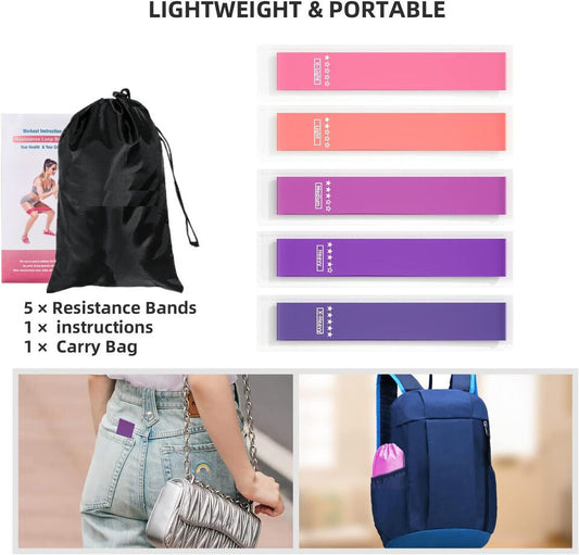 Set Fasce Elastiche da Allenamento – 5 Livelli di Resistenza