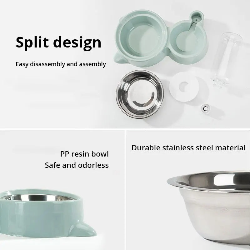 Ciotola 2 in 1 per Cani e Gatti con Dispenser d’Acqua Automatica – Antiscivolo e Facile da Pulire