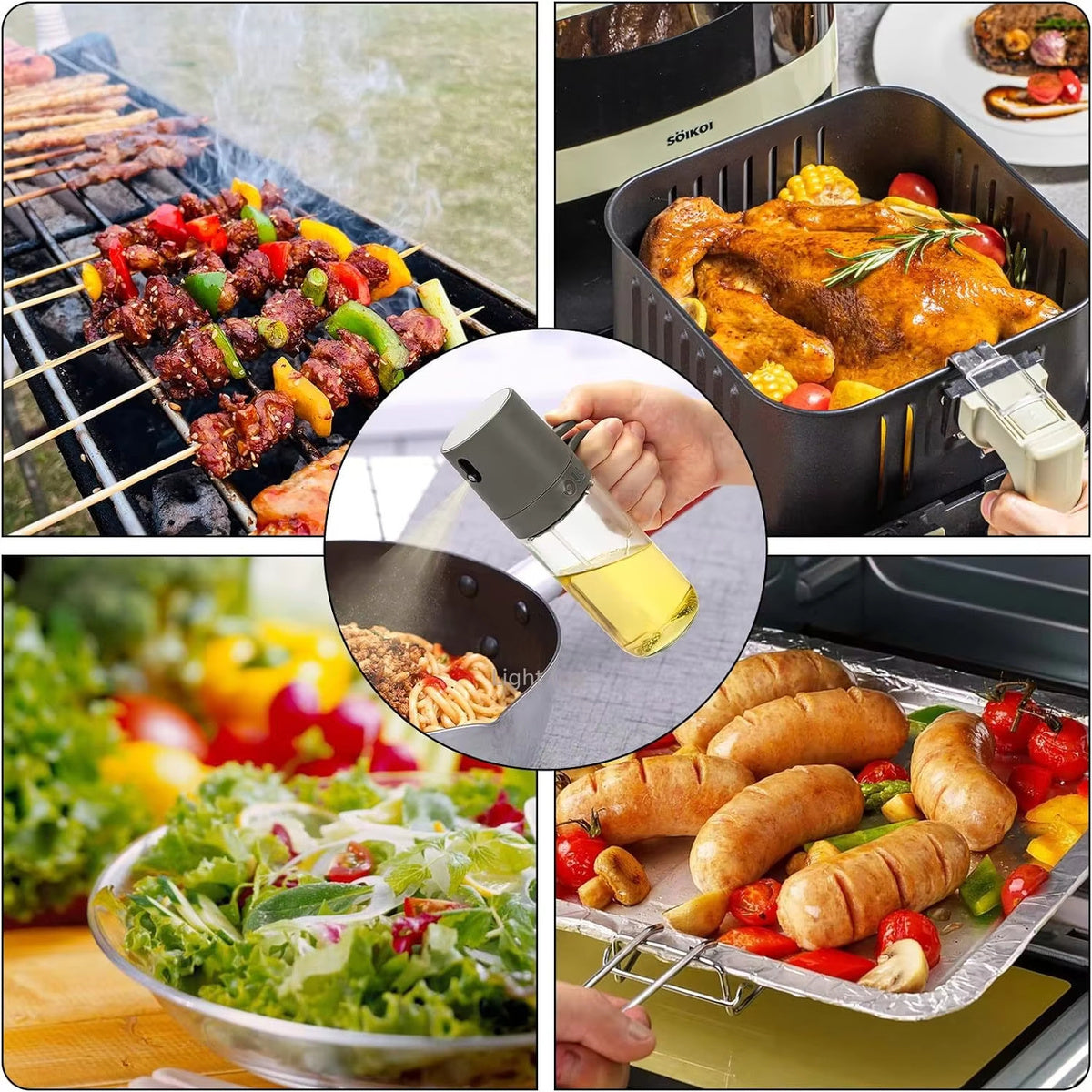Spruzzatore di Olio in Vetro – Dosatore per Olio d'Oliva, BBQ, Forno e Cucina Sana