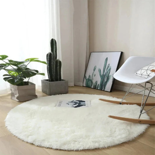 Tappeto Morbido Rotondo in Peluche – Fluffy & Decorativo per Salotto, Camera da Letto o Cameretta